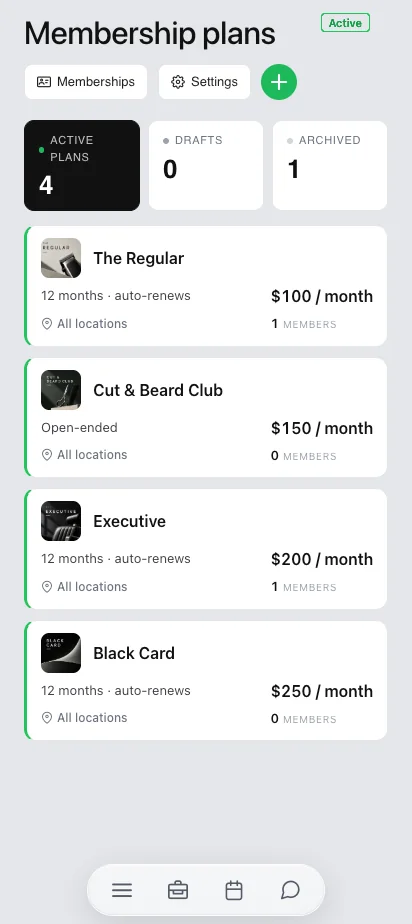 Плани абонементів у застосунку Barberly Business