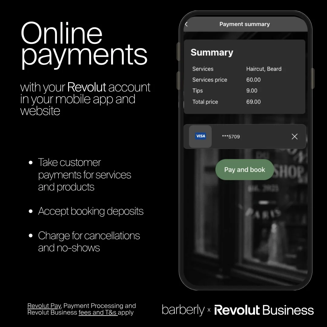 Застосунок для запису в барбершоп приймає оплату карткою через Revolut